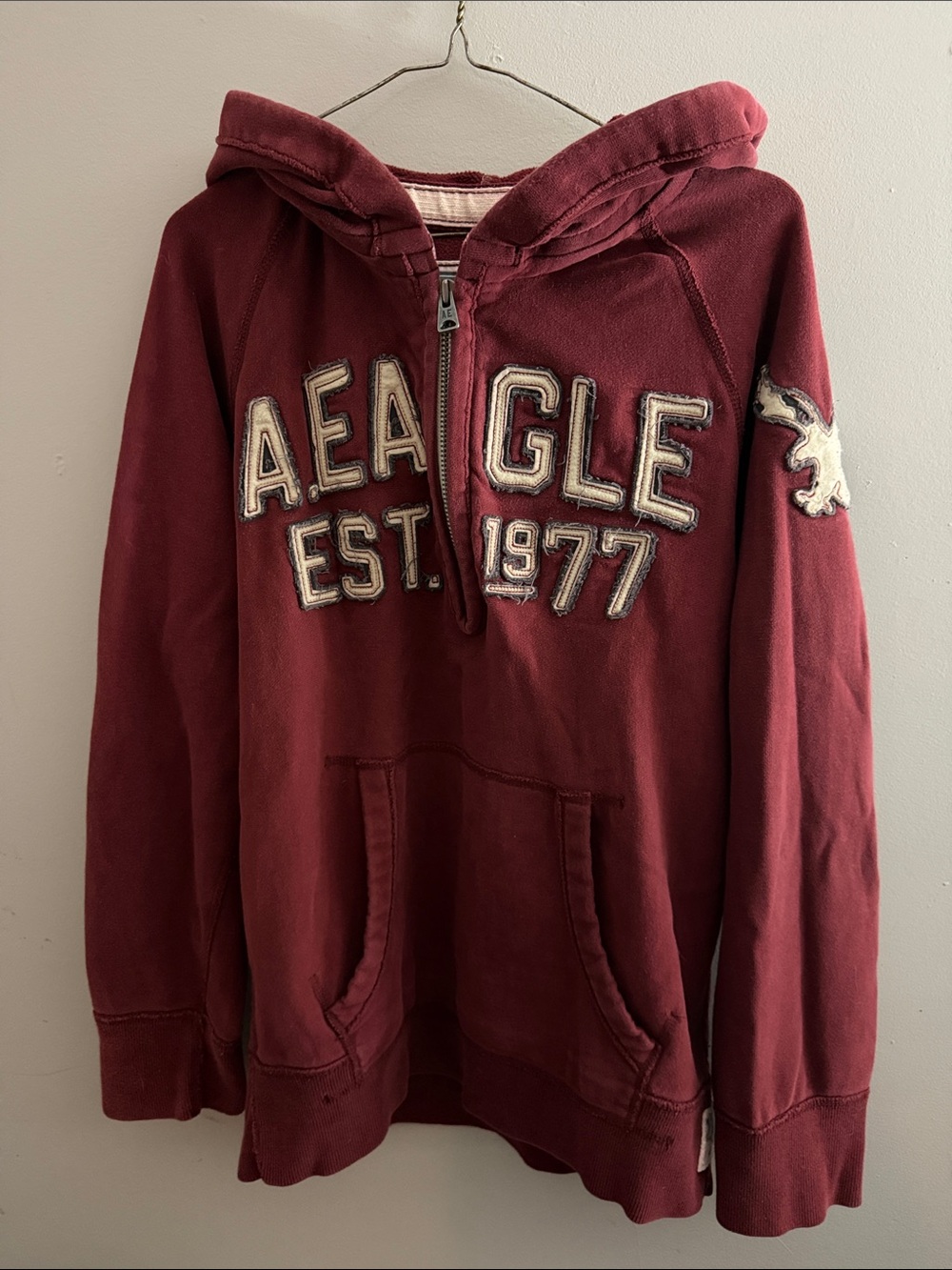 Vintage Y2K  American Eagle Red half zip Hoodie